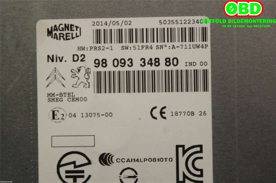 Bilstereo navigasjon til Citroën C4, Picasso 2013-2018 (Type II)  (CITROEN||9809334880)