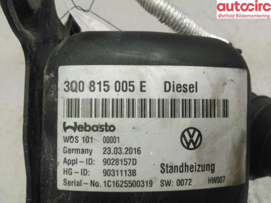 Dieselvarmer til Škoda Superb 2015-->> (Type III) (SKODA|5Q0 898 008 F|)