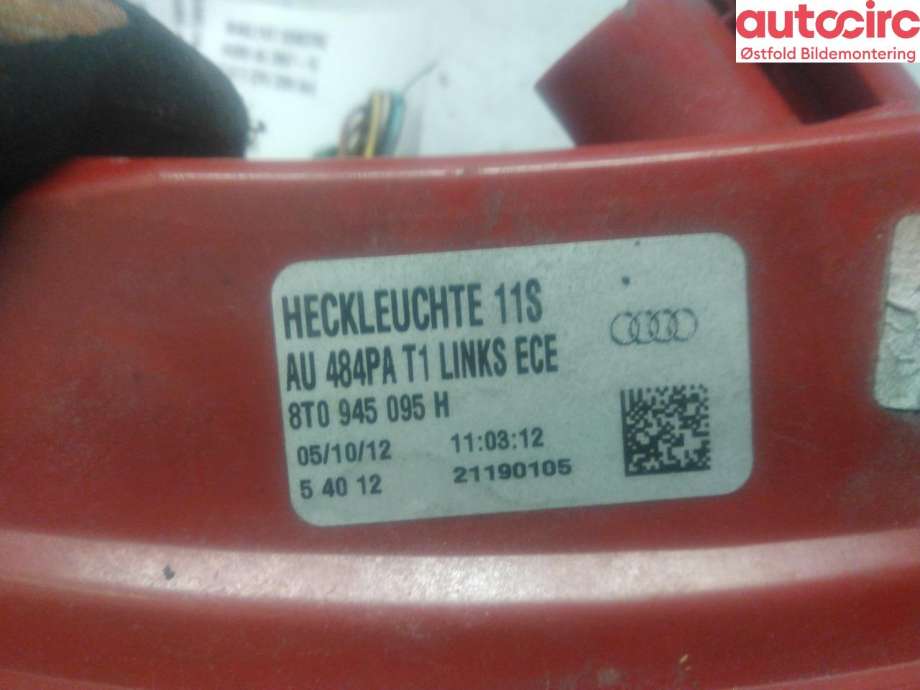 Baklykt venstre til Audi A5 2007-2016 (Type I)  (AUDI|8T0 945 095 H|)