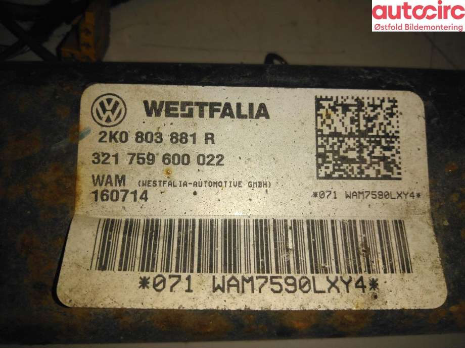 Hengerfeste til VW Caddy 2010-2015 (Type III, Fase 2)  (VOLKSWAGEN|2K0 803 880 D|)