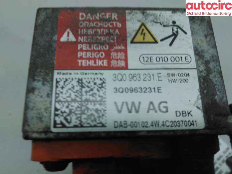 Varmeapparat register til Audi e-tron 2018-->>  (AUDI|3Q0 963 231 E|)