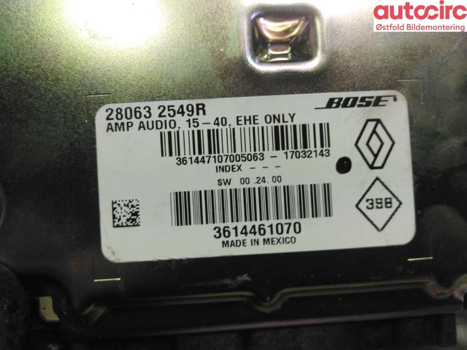 Bilstereo forsterker til Renault Megane 2016-->> Type IV  (RENAULT|280632549R|)
