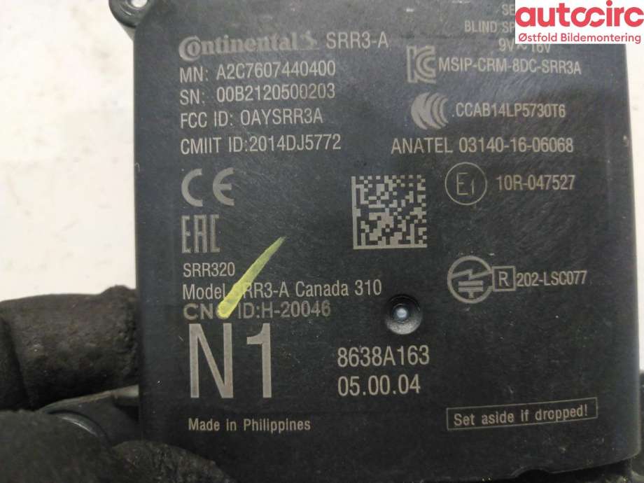 Sensor radar til Mitsubishi Eclipse Cross 2018-->>  (MITSUBISHI|8638A163|)