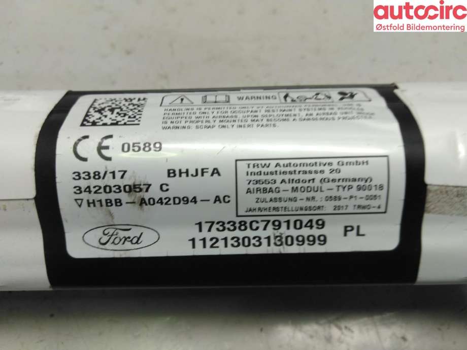 Airbag gardin høyre til Ford Fiesta 2017-->> (Type VII)  (FORD|2664029||H1BB-A042D94-AC)