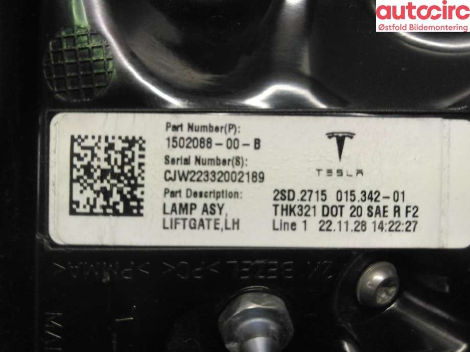 Baklykt venstre indre til Tesla Model Y 2021-2024 (Type I)  (TESLA|1502088-00-B|)
