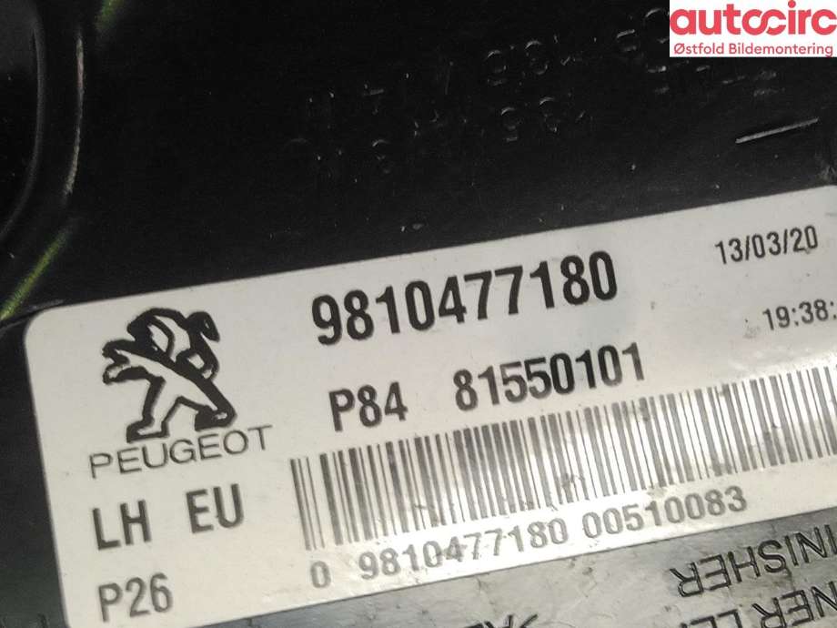 Baklykt venstre til Peugeot 3008 2016-->> (Type II)  (PEUGEOT|98 104 771 80|)