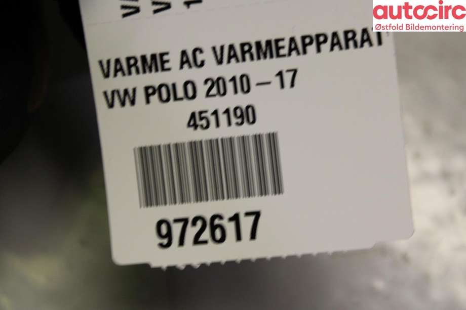 Ruteheis venstre foran til VW Polo 2009-2014 (Type V, Fase 1) (VOLKSWAGEN|6R4 837 461 L|)