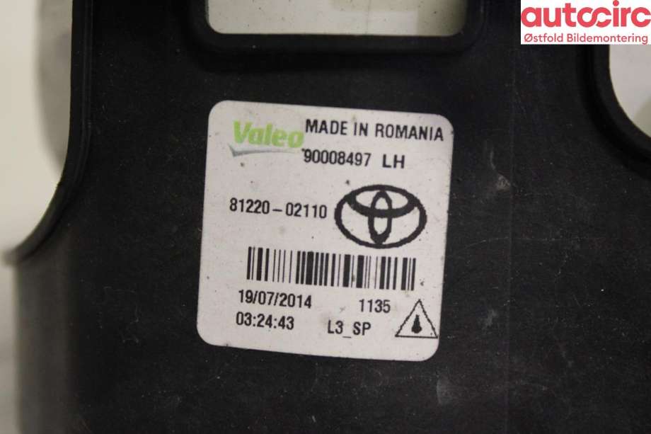 Tåkelykt venstre foran til Toyota Yaris 2012-2014 (Type III, Fase 1)  (4528|8122002110|)