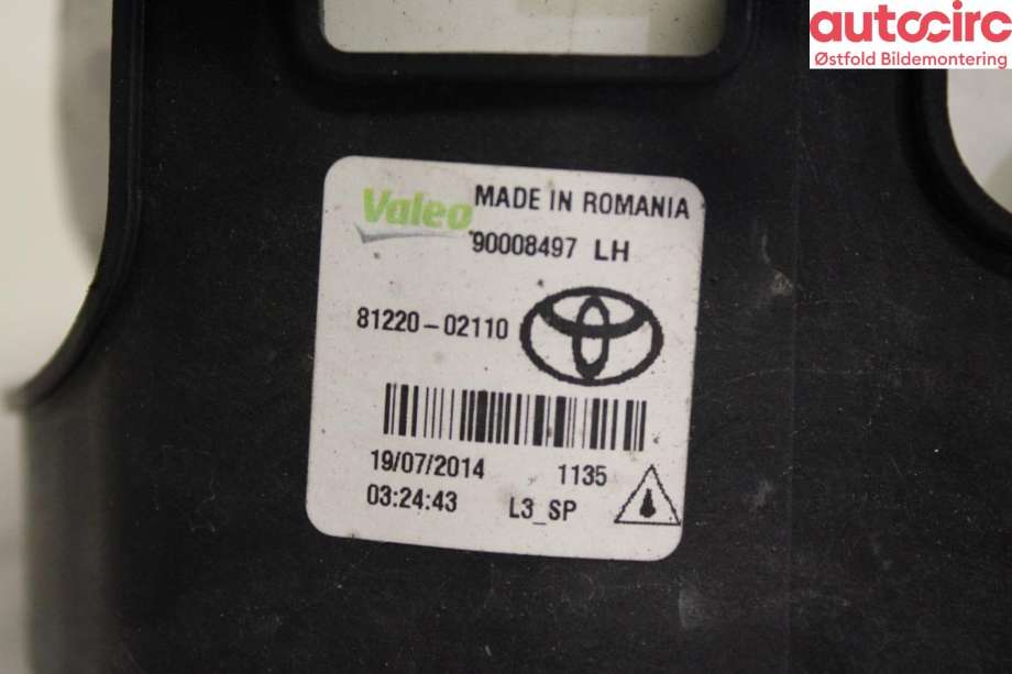 Tåkelykt venstre foran til Toyota Yaris 2012-2014 (Type III, Fase 1)  (4528|8122002110|)
