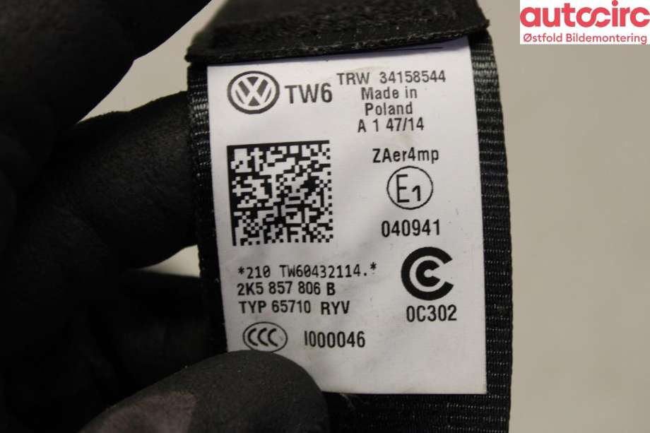 Airbag beltestrammer til VW Caddy 2010-2015 (Type III, Fase 2)  (VOLKSWAGEN|2K5 857 806 B|)