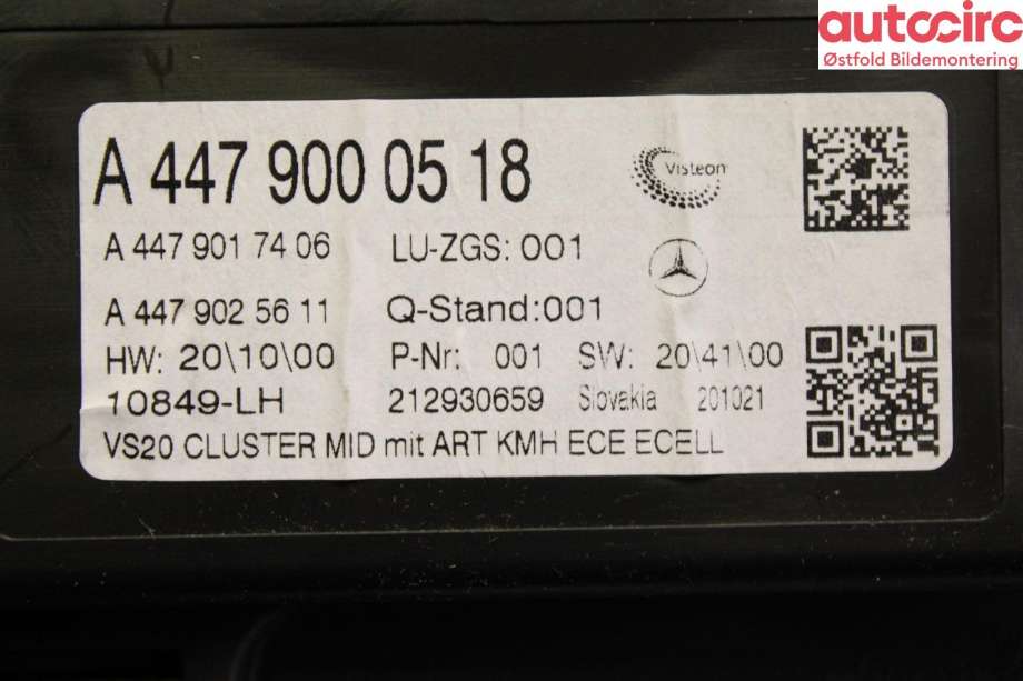 Instrumentpanel til Mercedes Vito 2014-->> (W447) (W447) (MERCEDES|A 447 900 73 24|)