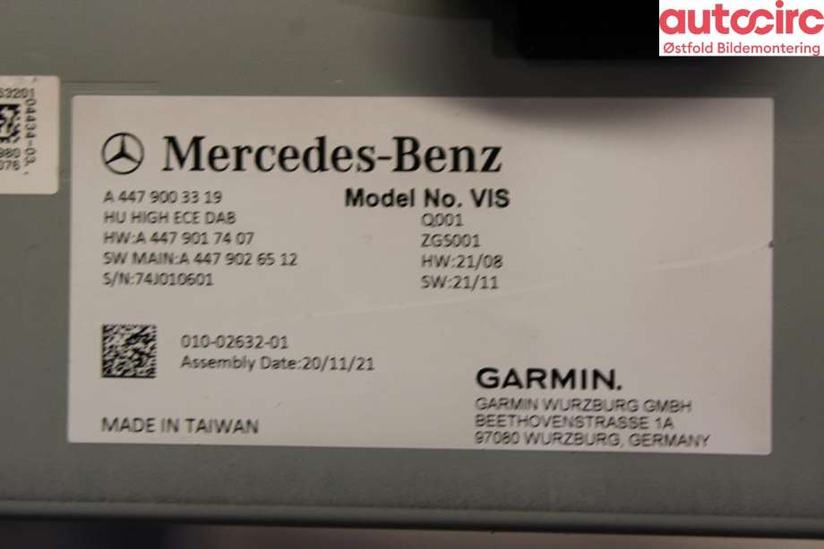 Bilstereo navigasjon til Mercedes Vito 2014-->> (W447) (W447) (MERCEDES|A 447 900 33 19|)