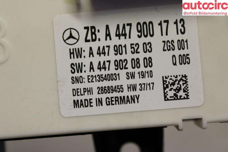 Styreenhet comfort (BCM) til Mercedes Vito 2014-->> (W447) (W447) (MERCEDES|A 447 900 17 13|)