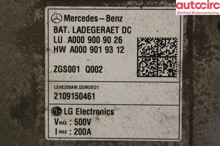 Batterilader (OBC - On Board Charger) til Mercedes Vito 2014-->> (W447) (W447) (MERCEDES|A 000 900 90 26||0009009026)