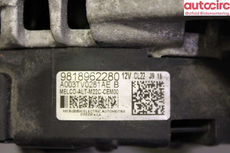 Dynamo til Peugeot 5008 2017-->> (Type II)  (PEUGEOT|98 189 622 80|)