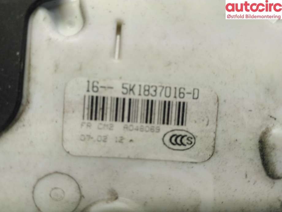 Låsekasse høyre foran til VW Sharan 2010-->> (Type II) (VOLKSWAGEN|5K1 837 016 H|)