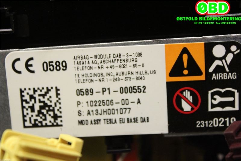 Airbag rattpute til Tesla Model S 2013-2016 (Fase 1) (TESLA|102250600A|)