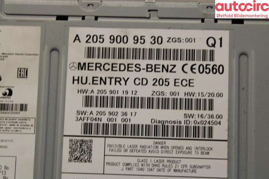 Bilstereo navigasjon til Mercedes C-Klasse 2018-2021 (Fase 2) (W205) (W205) (MERCEDES|A 205 900 95 30|)