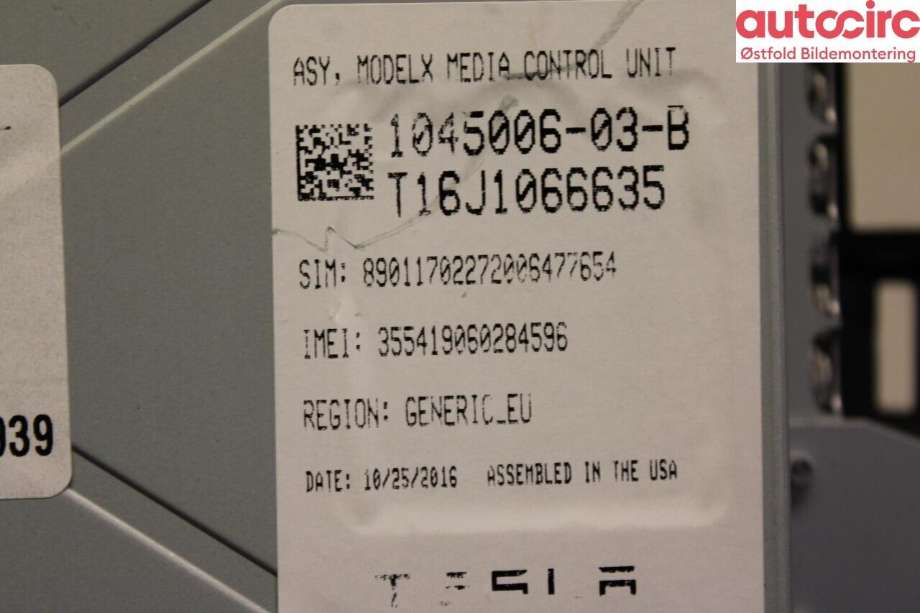 Instrument kjørecomputer til Tesla Model S 2016-2021 (Fase 2) (TESLA|1084333-00-A|)