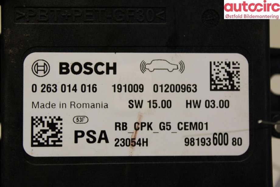 Styreenhet parkering til Peugeot 5008 2017-->> (Type II)  (PEUGEOT||9819360080)