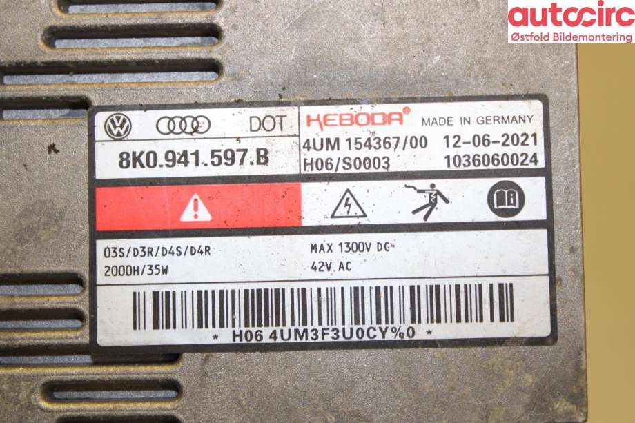 Styreenhet xenon/ballast til VW Passat 2011-2015 (B7) (B7) (VOLKSWAGEN|8K0 941 597 B|)