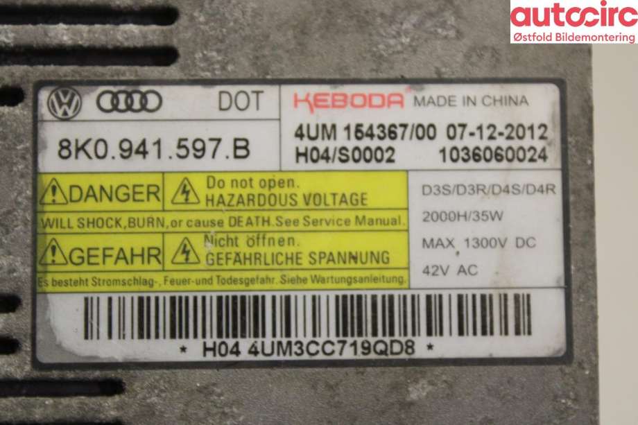 Styreenhet xenon/ballast til VW Passat 2011-2015 (B7) (B7) (VOLKSWAGEN|8K0 941 597 B|)