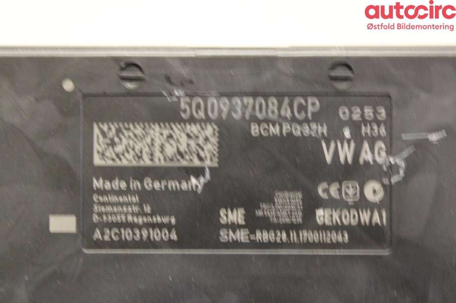 Styreenhet comfort (BCM) til VW e-Golf 2017-2020 (Fase 2)  (VOLKSWAGEN|5Q0 937 084 CQ|)