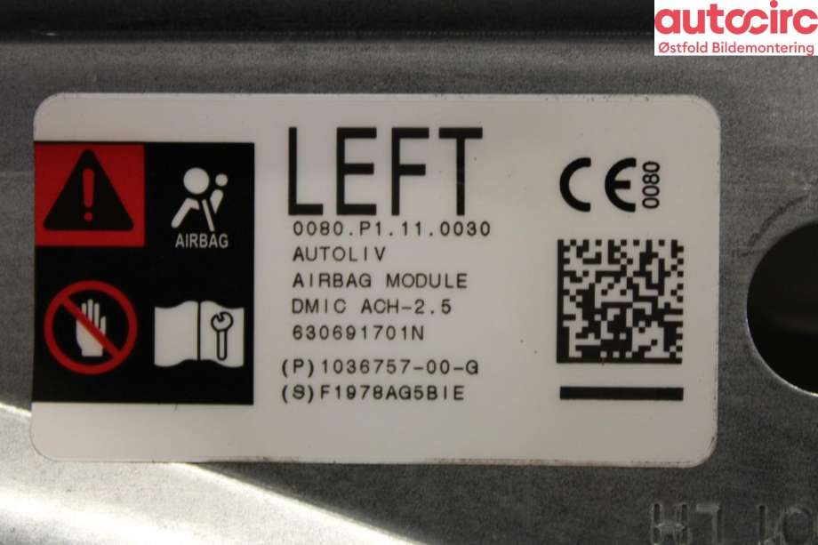 Airbag gardin venstre til Tesla Model X 2016-->> (Tesla Model X 75D|1036757-00-G|)