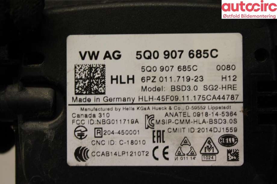 Sensor radar til VW e-Golf 2017-2020 (Fase 2)  (VOLKSWAGEN|5Q0 907 685 C|)