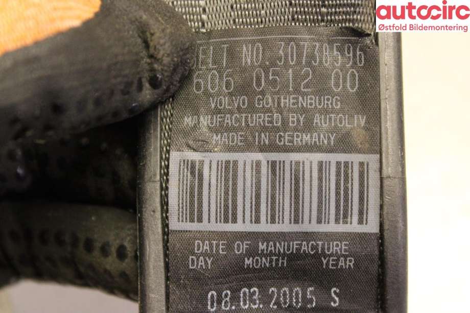 Sikkerhetsbelte bak høyre til Volvo XC90 2002-2006 (Type I, Fase 1) (VOLVO||30738596)