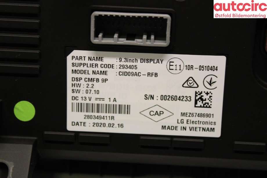 Instrument kjørecomputer til Renault Zoe 2013-2019 (Fase 1)  (RENAULT||280349411R)
