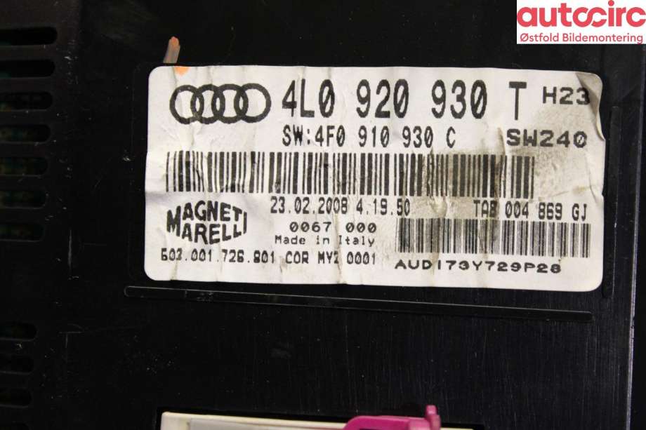 Instrumentpanel til Audi Q7 2006-2010 (Type I, Fase 1)  (AUDI|4L0 920 930 QX|)