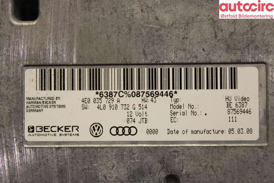 Styreenhet diverse til Audi Q7 2006-2010 (Type I, Fase 1) (AUDI|)