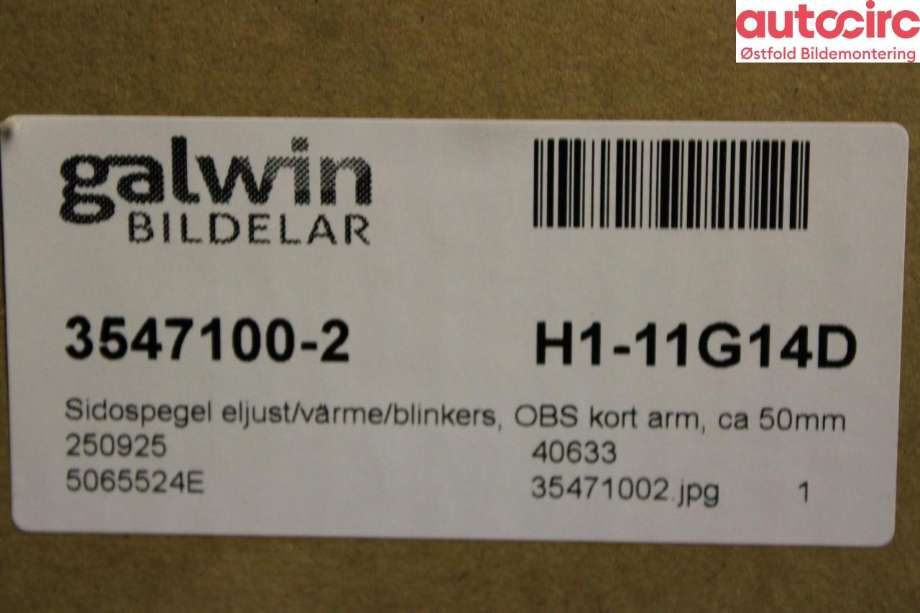 Speil høyre til Mercedes Sprinter 2006-2013 (Fase 1) (906) (906) (A9068106116|)