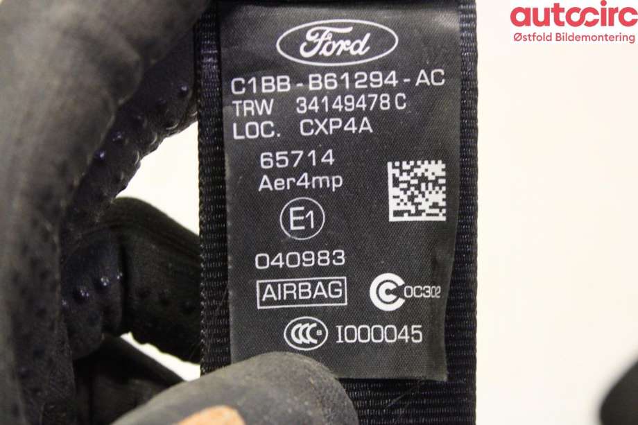 Sikkerhetsbelte foran høyre til Ford Fiesta 2013-2017 (Type VI, Fase 2) (FORD|1813028|)