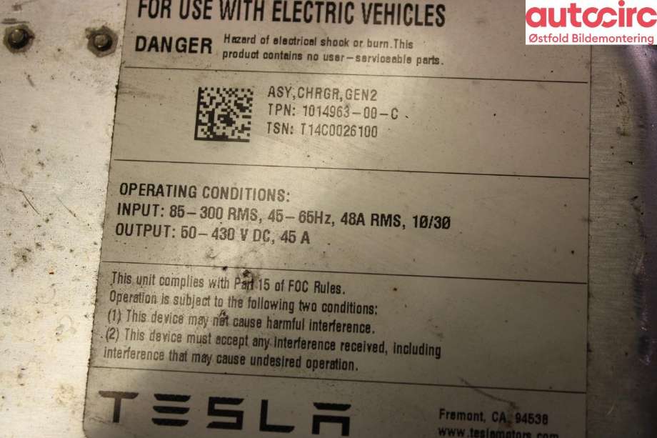 Batterilader (OBC - On Board Charger) til Tesla Model S 2013-2016 (Fase 1)  (TESLA|1014963-00-C|)