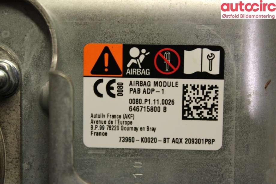 Airbag passasjer til Toyota Yaris 2020-->> (Type IV)  (TOYOTA|73960K0020|)