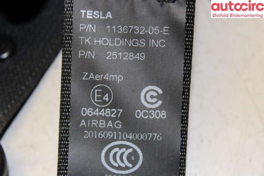 Airbag beltestrammer til Tesla Model X 2016-->> (TESLA|1136732-05-E|)