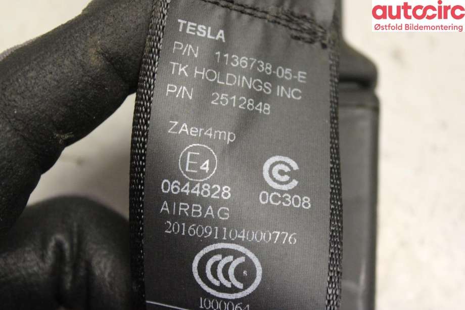 Airbag beltestrammer til Tesla Model X 2016-->>  (TESLA|1136738-05-F|)