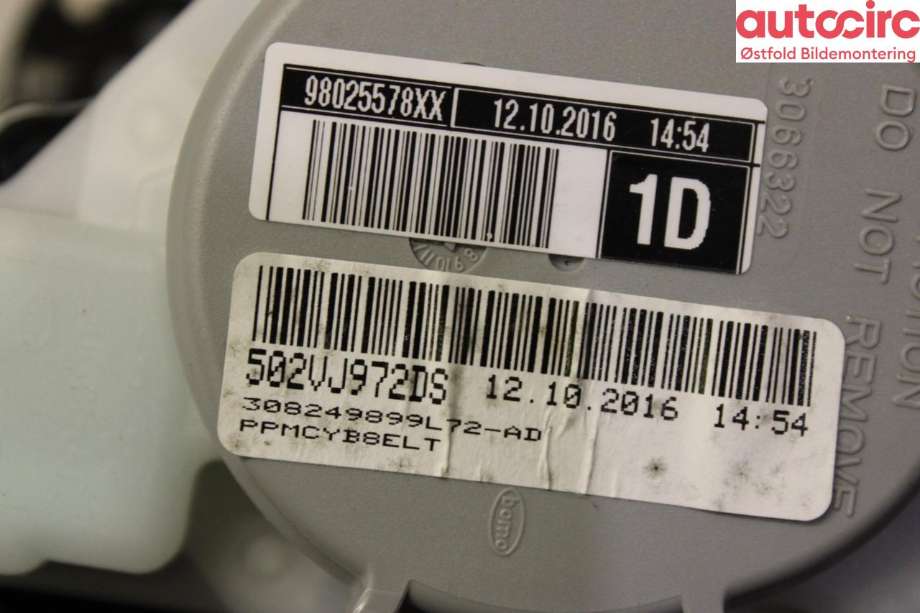 Airbag beltestrammer til Peugeot Partner 2015-2019 (Type II, Fase 2)  (PEUGEOT|98 025 578 XX|)
