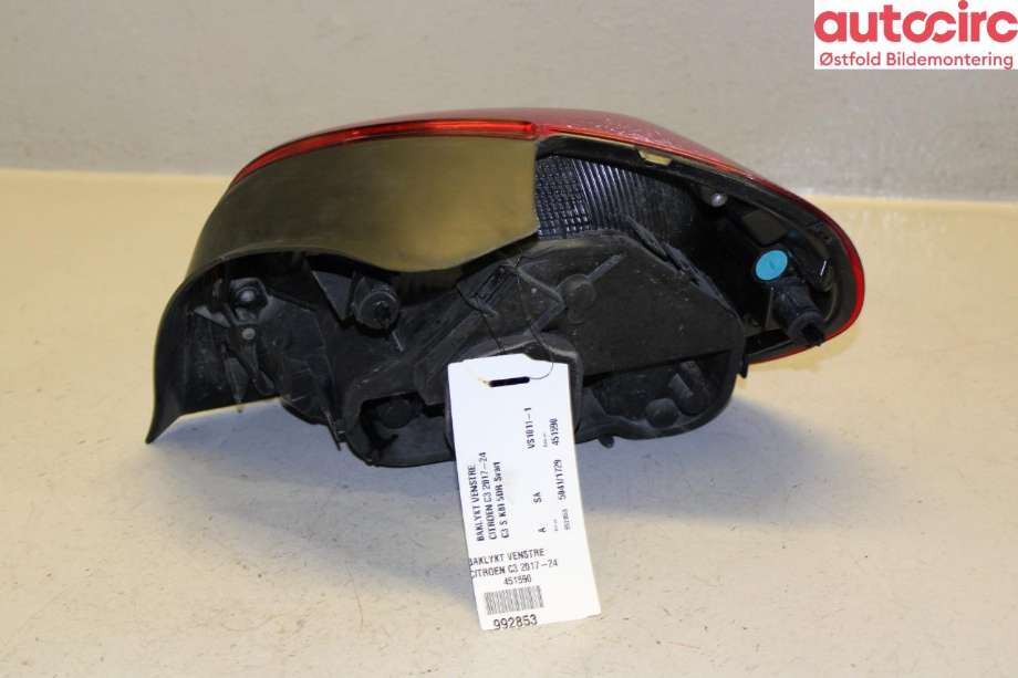 Baklykt venstre til Citroën C3 2016-->> (Type III)  (CITROEN|98 122 575 80|)