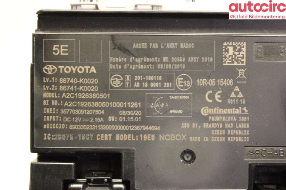 Diverse deler til Toyota Yaris 2020-->> (Type IV) (TOYOTA|86740K0020|)