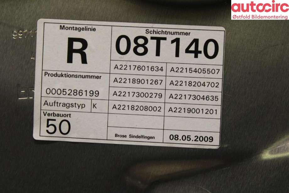 Ruteheis høyre bak til Mercedes S-Klasse 2005-2013 (W221) (W221) (MERCEDES|A 221 820 30 42|A 221 730 02 46|)