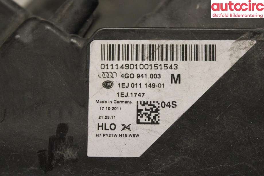 Frontlykt venstre halogen til Audi A6 2011-2014 (Type IV, Fase 1) (C7) (C7) (AUDI|4G0 941 003 M|)