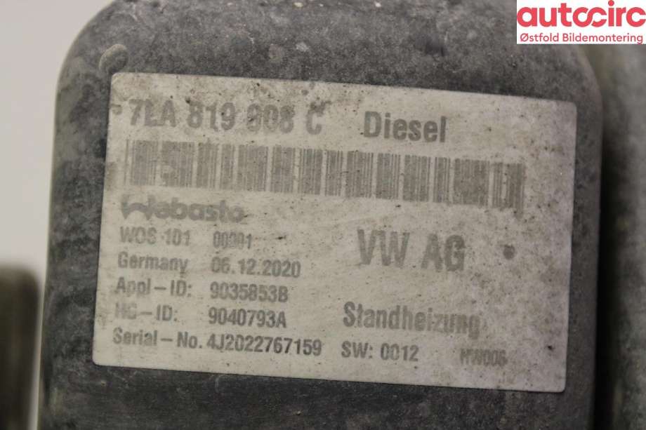 Dieselvarmer til VW Transporter / Caravelle 2019-->> (T6.1) (T6.1) (VOLKSWAGEN|5WA 815 007 C|)