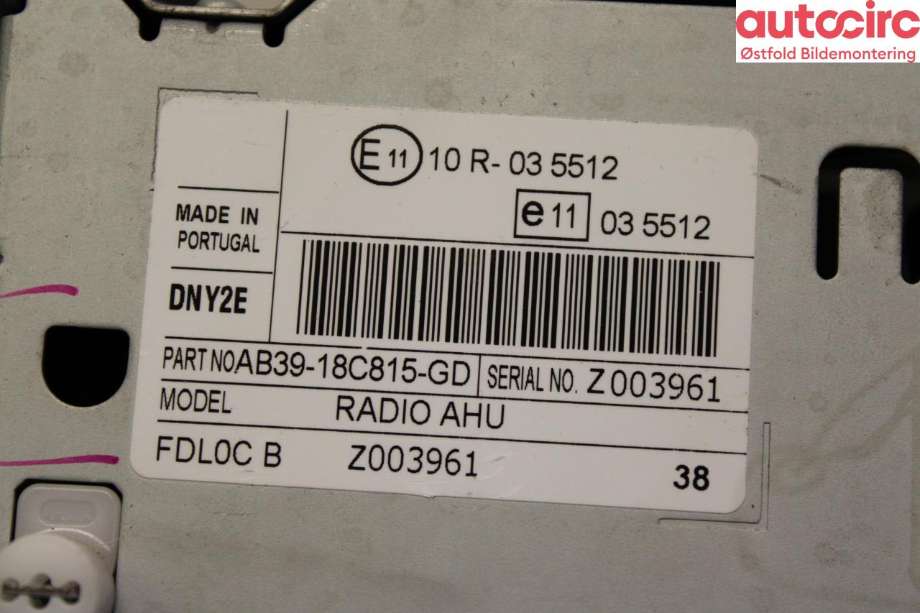 Bilstereo til Ford Ranger 2012-2015  (FORD|1945577|)