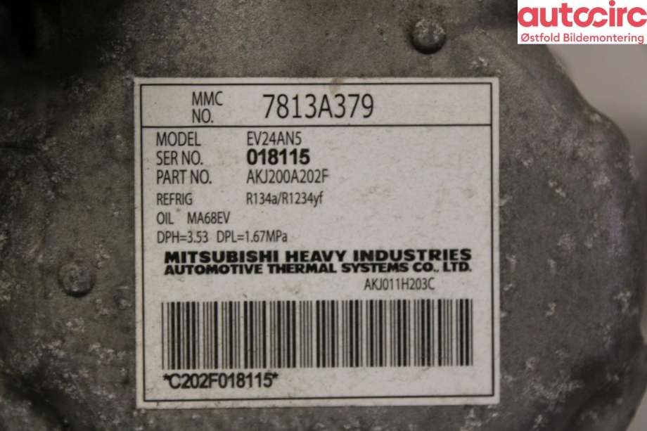 Aircondition kompressor til Mitsubishi Outlander 2015-->> (Type III, Fase 2)  (MITSUBISHI|7813A784|)