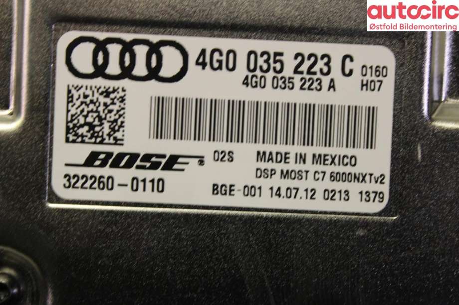 Bilstereo forsterker til Audi A7 2010-2014 (Type I, Fase 1)  (AUDI|4G0 035 223 C|)