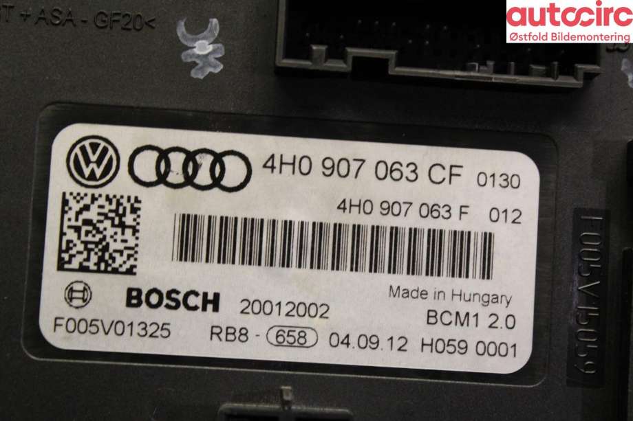 Styreenhet comfort (BCM) til Audi A7 2010-2014 (Type I, Fase 1)  (AUDI|4H0 907 063 CG|)