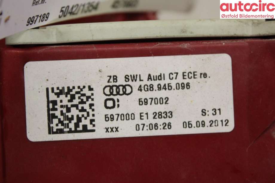 Baklykt høyre til Audi A7 2010-2014 (Type I, Fase 1)  (AUDI|4G8 945 096|)